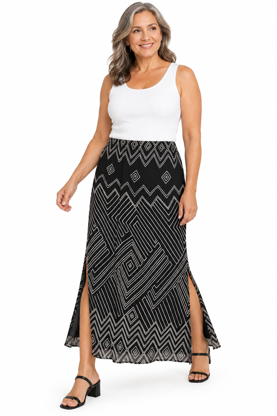 VTG Chico’s Design Womens Skirt Size 3 (XL) Maxi Elastic Waist Sheer Cottagecore